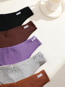 5条装 女士多色罗纹舒适透气低腰性感内裤 - 彩色 - 查看 6