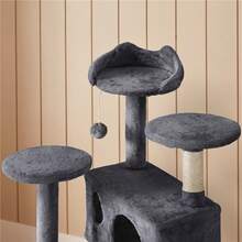 Butterslay 1PC 54″ Tall Cat Tree Tower, Multi-Level Cat Condo With 2 Houses, 2 Dangling Balls & 3 Scratching Posts For Kittens - Màu xám đen - Xem 8