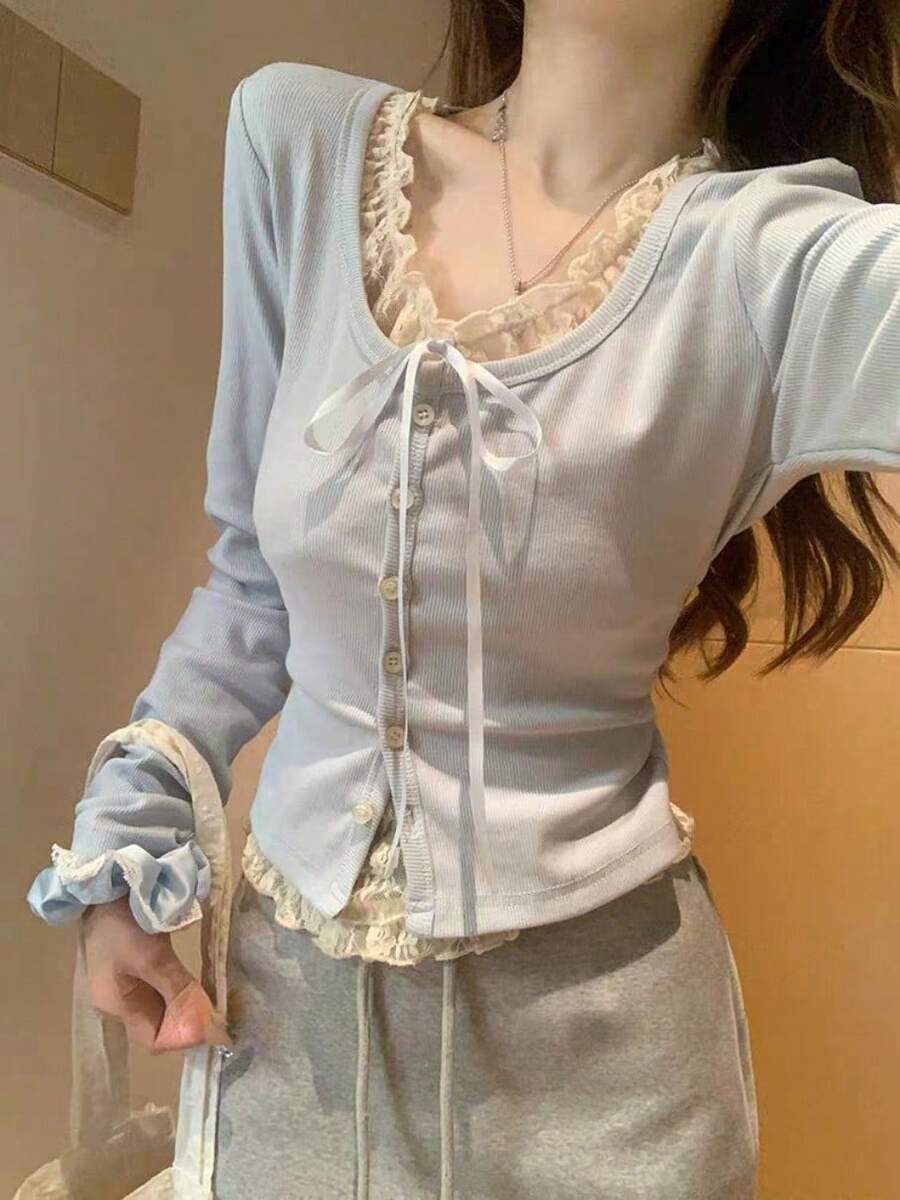 Women Tops - Light Blue - View 1