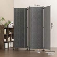 Kzings Divisor de Habitacion de 4 Paneles 259 x 180 cm de Habitacion Biombo Pantalla de Privacidad Independiente Separador de Habitacion Divisores de Pared de Division Grises - Gris - Ver 2