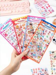 3D Cute Candy Style Stickers 3D Cartoon 3D Stickers Valentine's Day Party Series, Student Rewards, Holiday Gifts, Cute DIY Phone Cases, Notebooks, Shake Stickers 3D Embossed 3D Glitter Stickers