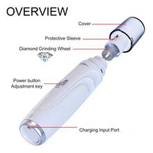 USB Rechargeable Electric Pet Nail Grinder, Quiet 2-Speed Dog Cat Nail Trimmer With Diamond Sanding Wheel, Strong Motor For Small Medium Large Pets Grooming - White - View 6