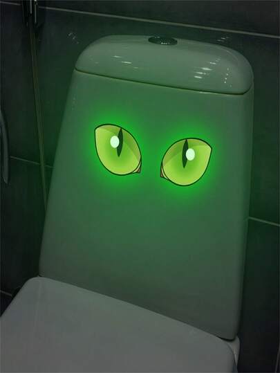 Autocollant phosphorescent vert pour couvercle de toilette - Autocollant mural amovible et imperméable en PVC pour la décoration de la salle de bain, du salon, de la chambre à coucher, du bureau, de la cuisine et de la maison