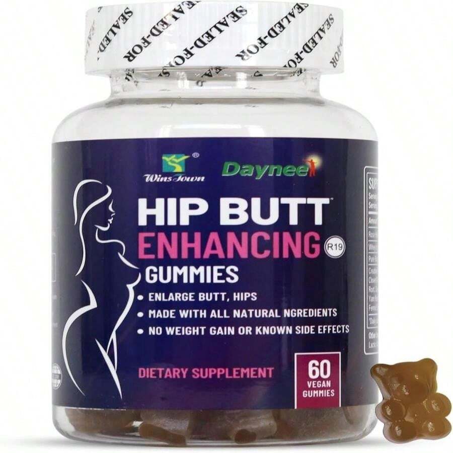 Wins Town Hip Butt Enhancement Gummies, Booty Multivitamins Supplements For Firm And Lift Bigger Butt For Women, 60 Count - White - View 1