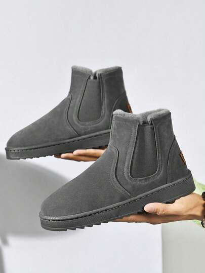 Botas de nieve para hombres, nuevas botas de invierno de caña alta con cordones, suela gruesa antideslizante y cálidas, zapatos deportivos casuales de moda juvenil para exteriores, estilo minimalista de unicolor retro al estilo americano, cálidos y aislados, zapatos casuales cómodos, ligeros y antihielo para hombres en otoño/invierno, nuevas botas de tobillo acolchadas