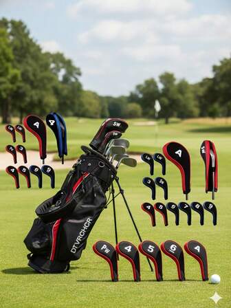 1pc Fashionable Numbered Print Golf Club Head Cover With Zipper, Golf Club Head Guard, Golf Accessories, Golf Club Cover, Head Guard