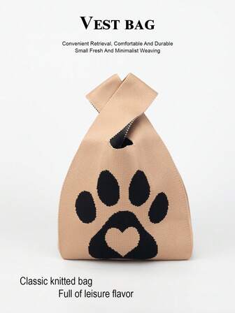 Mini bolsa de malha leve, dobrável, respirável, vermelha e rosa, com alça de pulso, cor contrastante, adequada para fotografia, escola, férias, compras, mulheres e estudantes