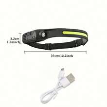 LED Headlamp Rechargeable, 230°Wide Beam & Spotlight Head Lamp With Red Light, Lightweight Adults Headlamps Motion Sensor 6 Modes For Outdoor Running, Camping, Hiking - 黑色 - 查看 3