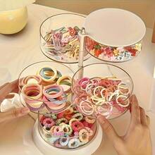 1 pieza Caja de almacenamiento de joyas giratoria de 5 capas, de material acrílico con compartimentos transparentes y tapa antipolvo, organizador de escritorio ahorra espacio para aretes, collares, pulseras, pasadores para el cabello, cosméticos, caja de joyas de plástico duradero para el hogar, el coche, el salón, viajes, elegante joyero de tocador