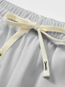 男士针织直筒休闲裤，简约百搭宽松运动裤，适合春秋季 - 淺灰色 - 查看 3