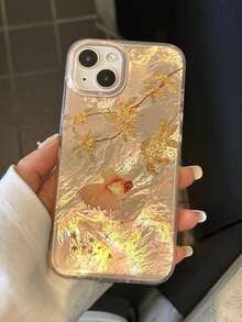 1 Ốp lưng điện thoại thiết kế hình cá vàng hoa mộc sang trọng, tương thích với iPhone 17/16 Pro Max, 15, 13 Pro, 14, 12, 11, Ốp cứng chống rơi dành cho các cặp đôi, Phong cách cao cấp - Màu vàng - Xem 2