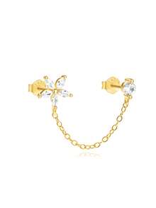 1pc 925 Sterling Silver Flower Tassel Chain Classic Ear Stud Earrings, Suitable For Women's Daily Wear And Party Wear - Multicolor - View 3