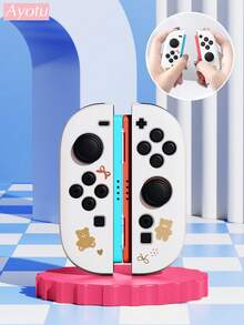 Switch 2 保护套全套 - 卡通熊和蝴蝶结图案，套装包含保护套、收纳袋、底座壳、游戏机防尘罩、Joy-Con 手柄保护套。情人节礼物/秋冬浪漫/返校礼物/圣诞节礼物 - 彩色 - 查看 14