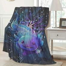 GEL HUT MUN 1pc New Cartoon Axolotl Pattern Flannel Blanket - Soft Lodge Style Blanket With Numeric Printing - Multicolor - View 11
