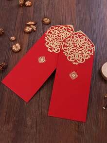 10 pezzi Buste regalo per denaro, buste per banconote/valuta natalizie, buste per denaro con design in lamina d'oro, perfette per feste, vacanze, Capodanno, famiglie, amici, buste rosse, ideali per decorazioni del Capodanno cinese, per regalare denaro portafortuna e come collezione unica - Multicolore - Visualizzare 3