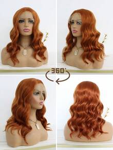 Orange Short Curly Wig 13x4 Curly Bob Wig Lace Front Wig Density Bob Wig For 14 Inch - Ginger - View 8