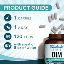 Surebounty DIM Supplement 300mg For Women &Amp; Men, Estrogen Balance &Amp; Metabolism, Hormone Balance, Menopause Support, Energy Maintainence, High Absorption With Black Pepper Extract, 120 Caps - Flavor NameB - 查看 5
