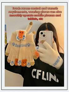 1 paire de gants sans doigts épais en tricot mignon et multicolore. Gants polyvalents et décontractés pour femmes, compatibles avec les écrans tactiles, parfaits pour les trajets quotidiens, le cyclisme en extérieur, les courses, les anniversaires, Noël, les fêtes. Chauds et coupe-vent, gants d'hiver parfaits pour femmes. - Multicolore - Voir 4