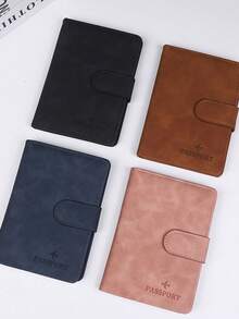 多卡位PU护照夹 - 按扣闭合，仿皮内衬，飞机图案护照套，简约旅行配件 - 方便收纳证件和旅行用品，假日旅行收纳钱包护照夹，沙滩假日包，夏季圣诞节假日