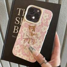 1pc TPU Material Pink Floral & Deer Bow Pattern Phone Case, Compatible With IPhone 17 Pro Max/17/16 Pro Max/15/13/12/11, S20 FE/A15/S24/A55, Compatible With Redmi Note 11/12/13 Pro, Full Coverage Anti-Drop Soft Protective Cover,International Version, Not The Domestic Version - White - View 2