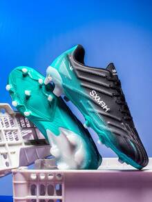 STARNOVO Unisex Neue Niedrig-Top Schnürschuhe mit langen Stollen, Outdoor Fußballschuhe für Rasen, geeignet für tägliche Fußballspiele und Training, geeignet für alle Jahreszeiten, Fußballschuhe für Frauen - Schwarz - Übersicht 4