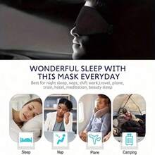 1pc Sleep Mask For Sleeping, Travel, Airline, Black No Nose Wing Eye Mask, 3D Stereo Light Blocking Eye Mask