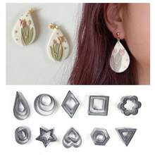 Stainless Steel Polymer Clay Cutter Set (24/30 Pcs) - Geometric Shapes Pottery Ceramic Clay Cutting Molds- Round, Star, Triangle, Heart, Flower, Square, Rectangle & Oval DIY Jewelry Pendant