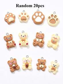 10/20/30/50个可爱卡通小熊和蝴蝶结DIY饰品配件，可用于制作耳环、手链、项链吊坠、包包挂饰和钥匙扣 - 彩色 - 查看 16