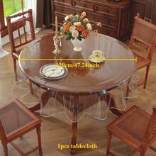 1pc Transparent PVC Waterproof Circular Round Square Dinning Table Cover Thickened Dust-Proof Oil-Proof Protection Tablecloth - Transparent - View 17