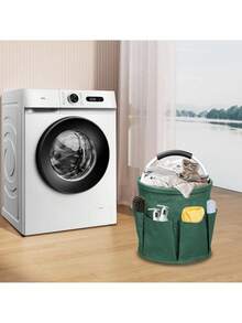 6-Pocket Foldable Portable Cleaning Caddy, Handheld Cleaning Tote Bag With Handle, Suitable For Outdoor Camping, Garden Storage, Home Bathroom, Great Gift For Valentine's Day And Other Holidays (Gray/Green/Black/Blue) - Multicolor - View 7