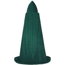 ALIZIWAY Hooded Cape Reversible Velvet Cloak Lined With Satin Renaissance Medieval Halloween Christmas Cosplay Costume{"Color_name":"Reversible-GreenVelvetandBlackSatin","Size_name":"Small"} - 雙面-綠色天鵝絨和黑色緞子 - 查看 4
