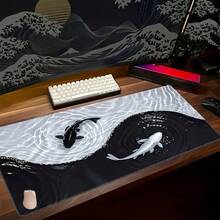 Tai Chi Koi Fish Gaming Mouse Pad With Rubber Base, Precision Stitched Edges, Waterproof Rectangular Desk Mat For Office And Gaming Desk Accessories Office Supplies Office Desk Accessories Mousepad Mouse Pad For Desk