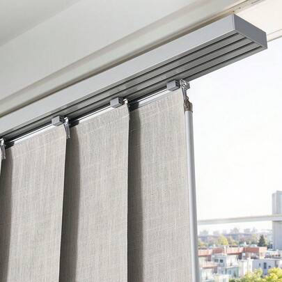 Panel Track Blinds, Extendable Track From 45.8 In To 86 In W, Trimmable Panel Curtains Up To 96 In H, Vertical Blackout Panel Blinds For Sliding Doors, Patio Doors, Room Divider, Light Gray