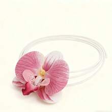 Elegant 3D Orchid Flower Choker Necklace For Women, Handmade Long Wrap Wax Cord Necklace, Bohemian Floral Jewelry, Unique Statement Accessory For Daily Wear, Parties, And Gifts