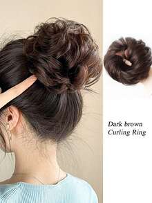 Natural Black Messy Bun Hair Piece Wavy Curly Scrunchies Synthetic Chignon Ponytail Hair Extensions Thick Updo Hairpieces For Women 4inch