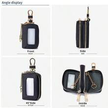 OBCREATOR 双拉链钥匙钱包收纳包，带钥匙扣 - 坚固耐用，金色五金配件，适用于汽车钥匙、家居钥匙、办公钥匙 - 男女通用（黑色/，奢华收纳包），旅行配件，复古设计，结实搭扣，专业配件，钥匙扣，男女通用钥匙包，多功能收纳包，钱包，汽车钥匙包，男女通用钥匙包礼物，钥匙链 - 彩色 - 查看 6