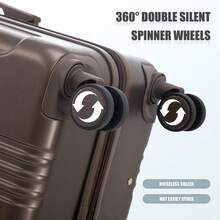 YOGLAD 3 Piece Luggage Set With TSA Lock, Lightweight Hardside Suitcase With Spinner Wheels, ABS Carry On Luggage With Telescopic Handle, Waterproof Durable Hard Shell Travel Suitcases For Women Men, Expandable Rolling Luggage Set, Checked Luggage For Family Trip Business Travel (20"/24"/28") - màu nâu - Xem 8