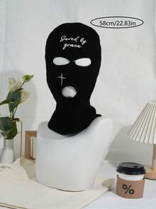 1pc Unisex Winter Warm Three-Hole Knitted Balaclava Face Mask, Windproof Cold-Proof Thick Full Face Cover Hat - Wool Cap - View 13