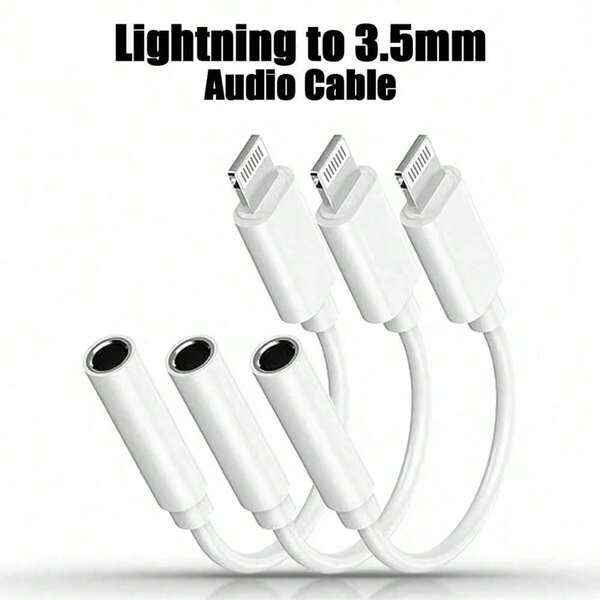 Adaptador de entrada de fone de ouvido de 3,5 mm de 1-3 unidades, adaptador de áudio auxiliar compatível com IPhone 14 Pro Max/14 Pro/14 Plus/14/13/12/11/XS/XR/8/7/6 Series com cabo de conversão