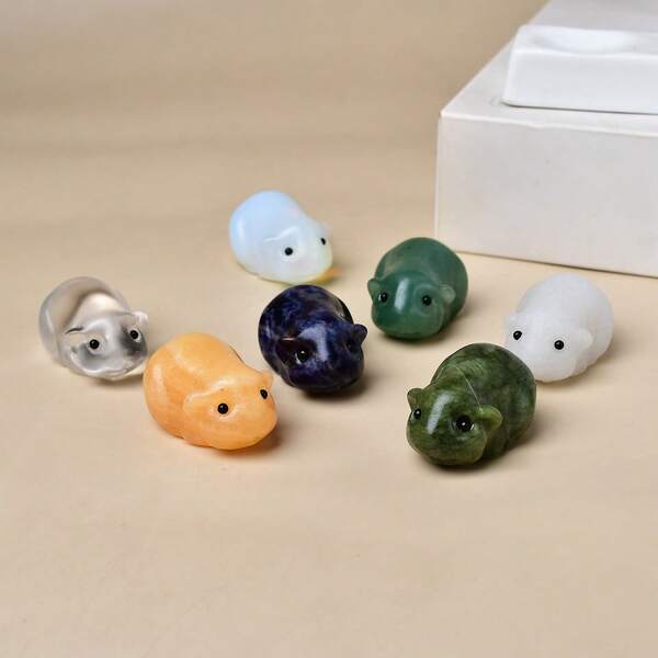 Natural Crystal Carving Guinea Pig, Unique Design Crystal And Stone, Healing Crystal, Stones Containing Energy, Energy Healing Meditation Stone, Perfect For Home Decor & Gift Giving, For Pocket Decoration, For Holiday Gift, From The Brand CUPIDCRYSTAL