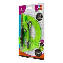 Set de Geometría Escolar Profesional Neón Verde 2 Piezas | Compás de Precisión con Lápiz Integrado y Transportador 180° / 12 cm, Utensilios de Dibujo y Matemáticas para Estudiantes, Color Verde Lima Brillante - Verde Lima - Ver 3