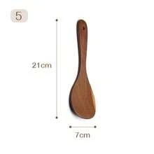 1pc Wooden Kitchen Long Handle Spatula, South American Chicken Wing Shaped Wood Non-Stick Wok Spatula, Kitchen Utensil With Hanging Design - Coffee Brown - View 13