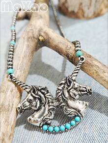 Women's Retro European & American Bohemian Style Western Pendant Necklace, Suitable For Daily Wear, Add To Your Jewelry Box