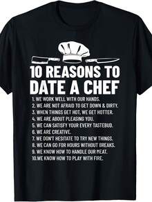 Gourmet Food Cook Rel Reasons To Date A Chef T-Shirt - 款式10 - 查看 1