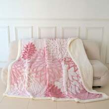1pc Thick Double-Layer Bohemian Style Jacquard Faux Fur Fleece Blanket, Soft & Warm, Reversible For Bed, Sofa, Office, Car, Travel, Picnic, Party, All Seasons