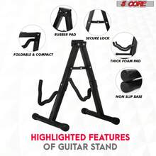Guitar Stand A Frame Shape W Soft Foam Arm Non Slip Rubber For Acoustic Ele Ctric Bass Ukulele - Black - View 3