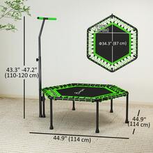 SOOZIER 45" Rebounder Trampoline For Adults, Mini Fitness Trampoline Bungee Rebounder With 3-Level Adjustable Handle, Indoor Outdoor Jumping Cardio Trainer, Max Load 264LBS, Green - 綠色 - 查看 3