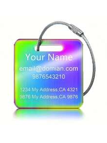 Customizable Stainless Steel Luggage Tag - Lightweight Metal, Unique Design - Perfect For Travel And Personalization,Colorful,Cute,Adorable,Contracted,Funny,Kawaii,Y2K,Minimalist,Commuting,Business Casual,Basics,Custom,Personalized,Unique,Customized,Ideal Gifts For Him,Ideal Gifts For Her,Her,Boyfriend,Girlfriend,Family,Friends,For Anniversaries,For Birthdays,For Holiday/ Vacation,For Outdoors/Outings/Travel/Hiking/Stadium/Sports/Climbing,For Business/Commute/Work/Office,Mother's Day Gifts Women - Multicolor - View 12