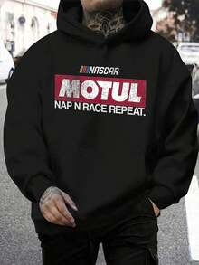 Sports Style Double Sided F1 Racing Motul Graphic Hoodie Spring/Autumn Mens Winter Clothes Mens Clothing Regular Fit  Pocket  Mens Hoodie  Black Hoodie Men's Holiday Clothes Suitable For Comfortable Wear For Casual,Streetwear,Mens Gifts - 黑色 - 查看 1