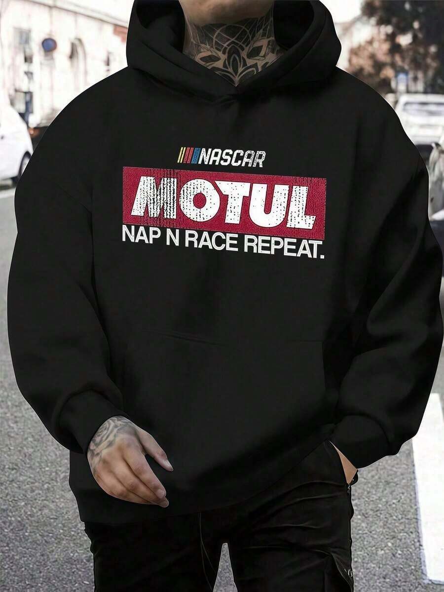 Sports Style Double Sided F1 Racing Motul Graphic Hoodie Spring/Autumn Mens Winter Clothes Mens Clothing Regular Fit  Pocket  Mens Hoodie  Black Hoodie Men's Holiday Clothes Suitable For Comfortable Wear For Casual,Streetwear,Mens Gifts - 黑色 - 查看 1